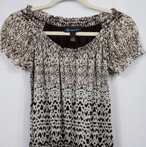 Inc white and dark brown animal pattern top